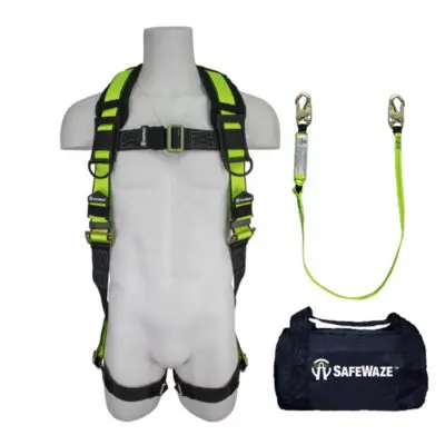 SAFEWAZE Pass Through Leg Harness & High Profile Lanyard Fall Protection Kit