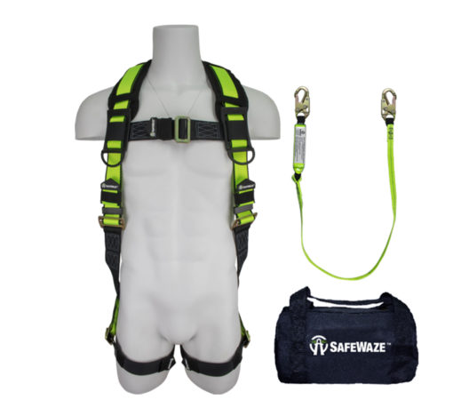SAFEWAZE Pass Through Leg Harness & High Profile Lanyard Fall Protection Kit