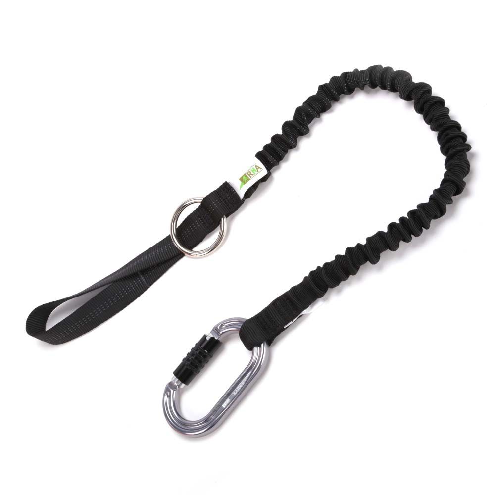 RNA Double Raider Chainsaw Lanyard with Carabiners - Neon Green Heavy-Duty Built-In Bungee Cord, Arborist Gear